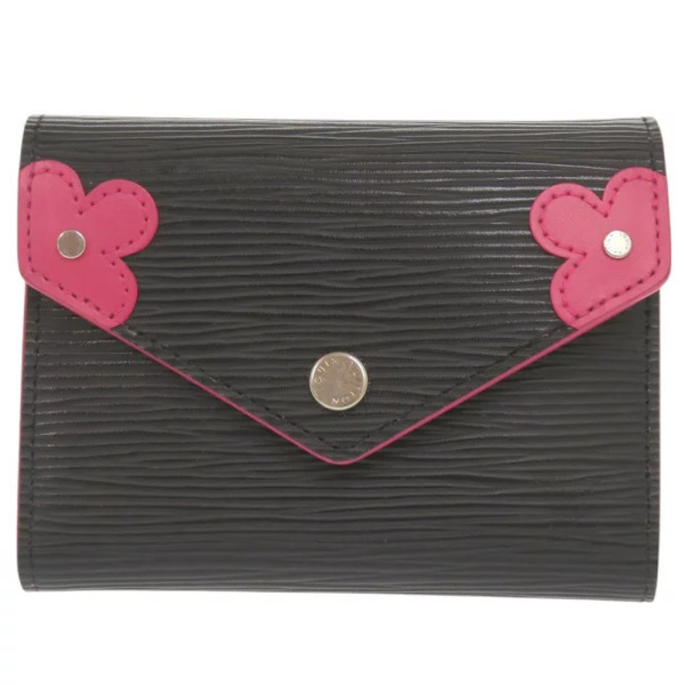 Louis Vuitton Portefeuille Victorine Epi Black Pink Tri fold Wallet LV